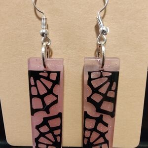 Pink and Black Geometric Earrings